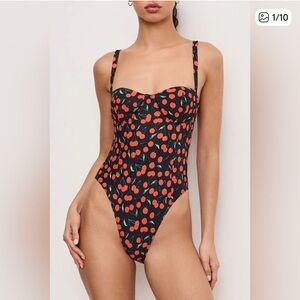 Good American Cherry Print One Piece Swimsuit